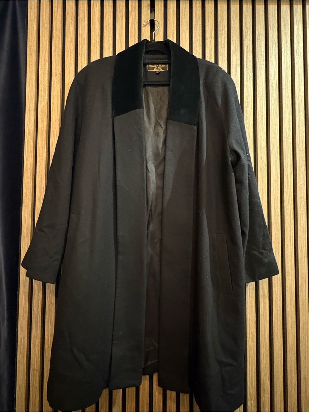 Kristen Blake Black Wool Pea Coat with Velvet Collar